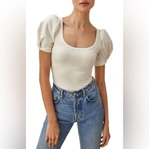 Reformation Frances Knit Top in Cream